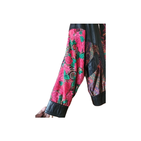 Women's Floral Leather Pelle Spring Jacket size M - Picture 6 of 10